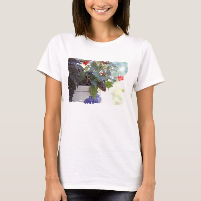 T-shirt Esquilo no pote de flor (Frente)