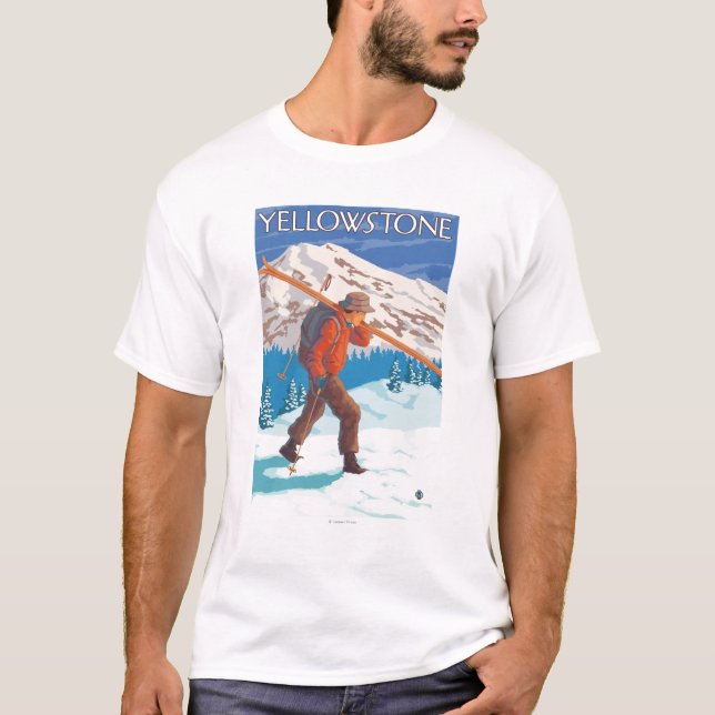 T-shirt Esquis da neve do carregando do esquiador - (Frente)