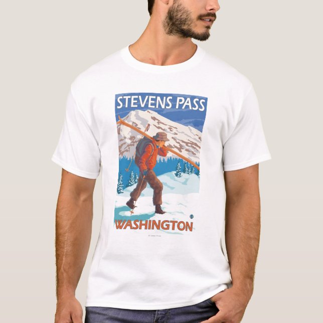 T-shirt Esquis da neve do carregando do esquiador - (Frente)