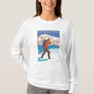T-shirt Esquis da neve do carregando do esquiador -
