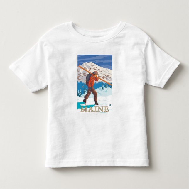 T-shirt Esquis do carregando de MaineSkier (Frente)