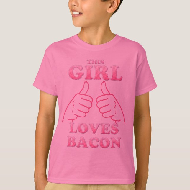 T-shirt Esta MENINA ama o bacon no rosa (Frente)