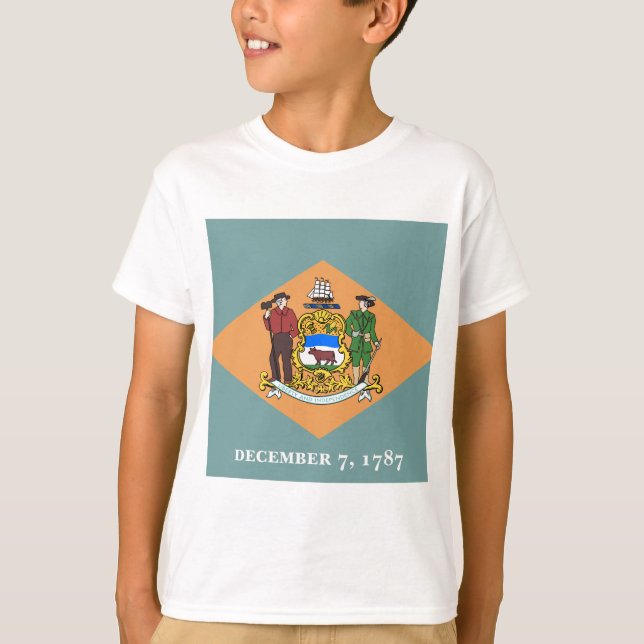 T-shirt Estado de Bandeira de Delaware (Frente)