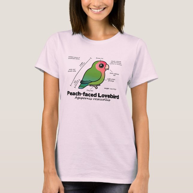 T-shirt estatísticas Pêssego-enfrentadas do Lovebird (Frente)