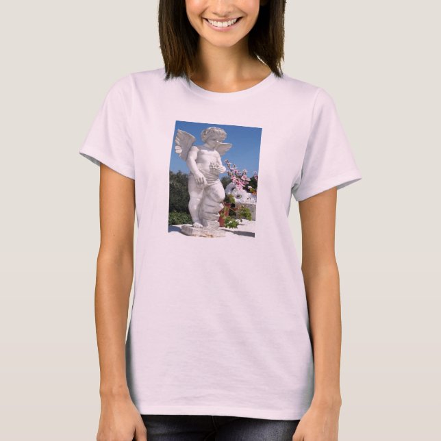 T-shirt Estátua De Anjo A Rosa (Frente)