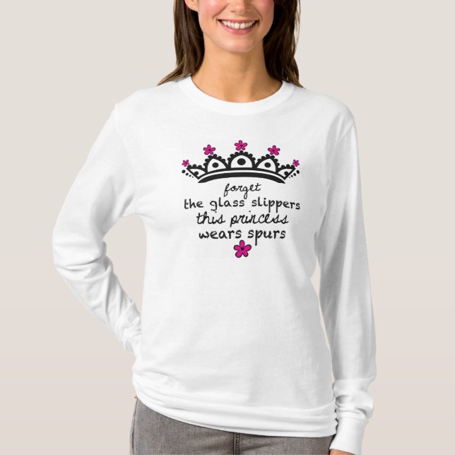 T-shirt Este tshirt longo Dente-branco da luva da princesa (Frente)