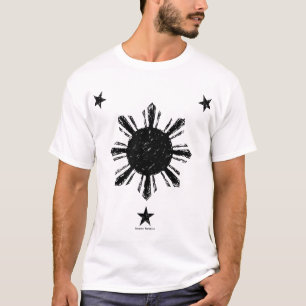 T-shirt Estilo afligido Sun filipino & estrelas
