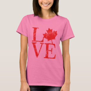 T-shirt Estilo canadense CANADÁ do Grunge do AMOR da folh