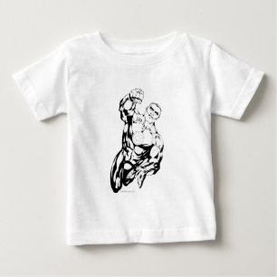 T-shirt Estilo cómico - voando acima, preto e branco