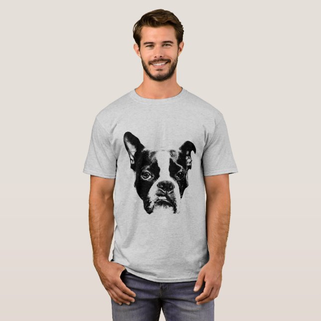 T-shirt Estilo de Boston Terrier da atitude (Frente Completa)