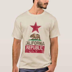 T-shirt Estilo de Grunge de Bandeira da REPÚBLICA DA CALIF