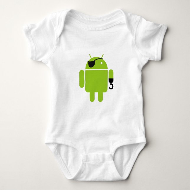 T-shirt Estilo do pirata do robô do Android (Frente)