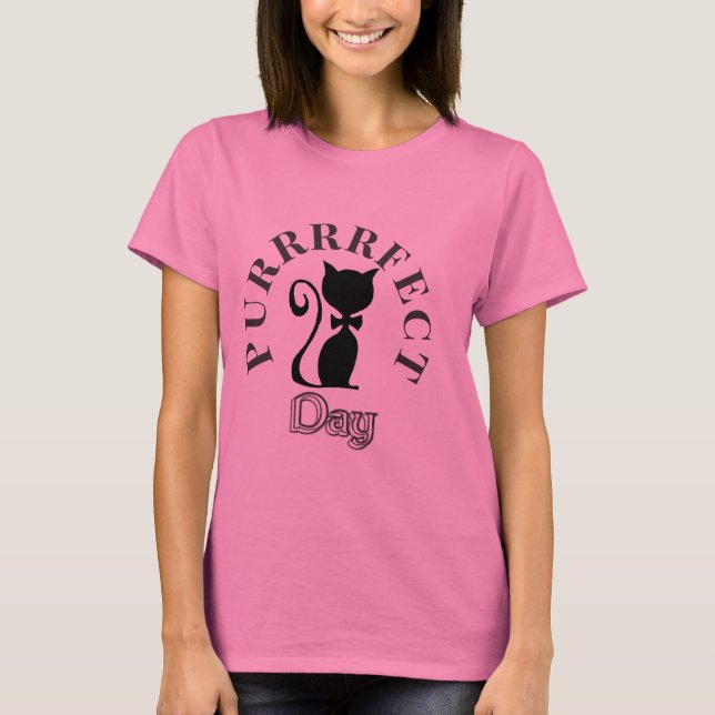 T-shirt Estilo Retro "Gatinho Purrfect Day Ladrilhado T-Sh (Frente)