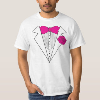 T-shirt Estilo Tuxedo com Baqueta Rosa e Rosa Rosa Rosa Ro
