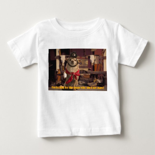 T-shirt Estou à procura do homem que atirou na minha pata! (Frente)