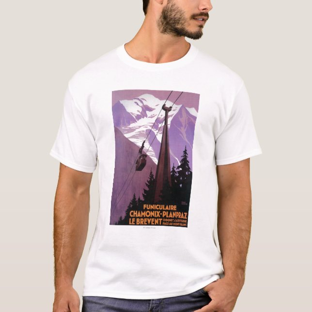T-shirt Estrada de ferro de funicular a Brevent Mt. (Frente)
