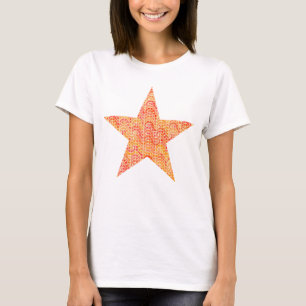 T-shirt estrela abstrato - laranja, coral e ouro