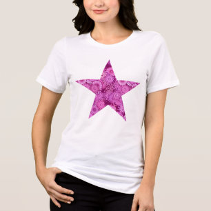 T-shirt Estrela de espiral frontal, púrpura, rosa, ameixa,