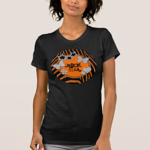 T-shirt Estrela de Rocha Negra Laranja Zebra com Largura