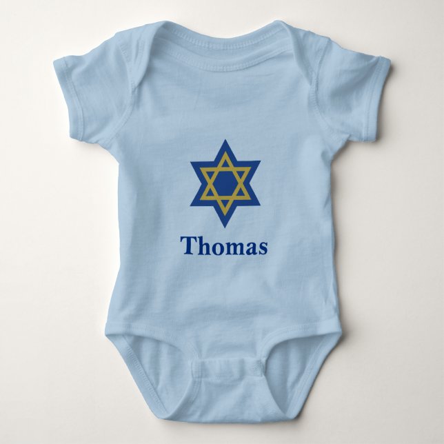 T-shirt Estrela Judaica Azul e Dourada de David (Frente)