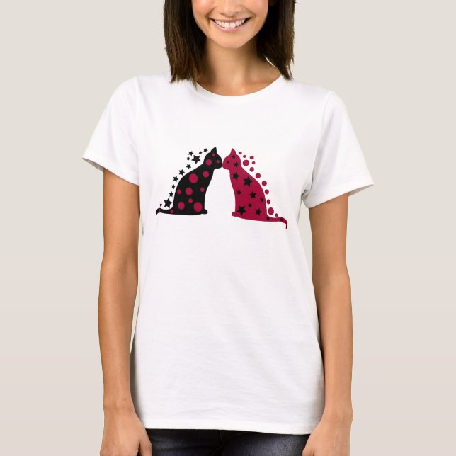T-shirt Estrela & lua que beijam gatos (Frente)