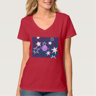 T-shirt Estrelas brancas vermelhas e azuis Nano V-Neck T-S
