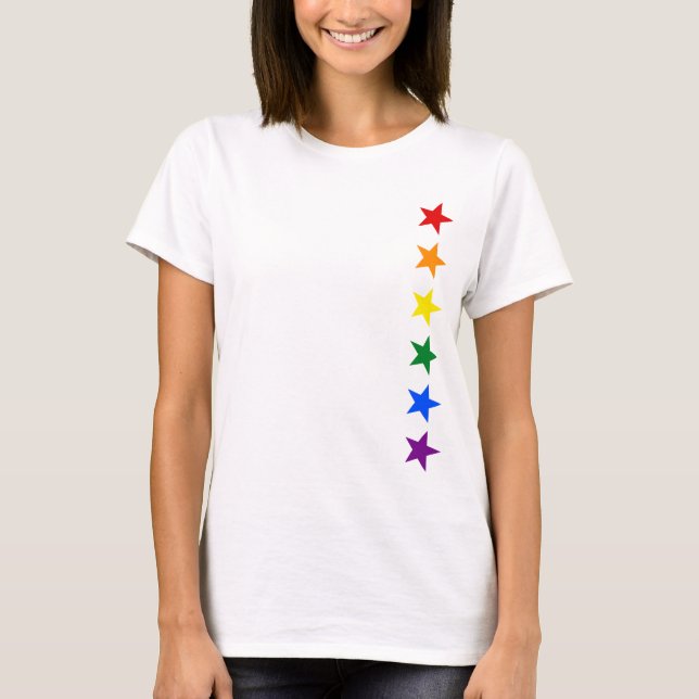 T-shirt ESTRELAS DA BANDEIRA DO ARCO-ÍRIS + suas ideias (Frente)