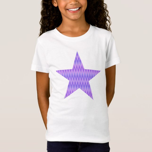 T-shirt Estrelas padronizadas em listras sedas - orquídea (Frente)