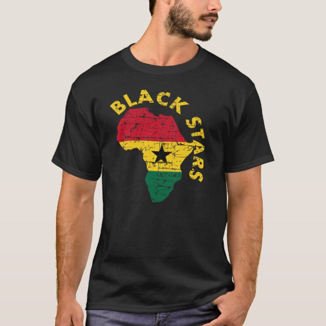 T-shirt Estrelas pretas de Ghana (Frente)