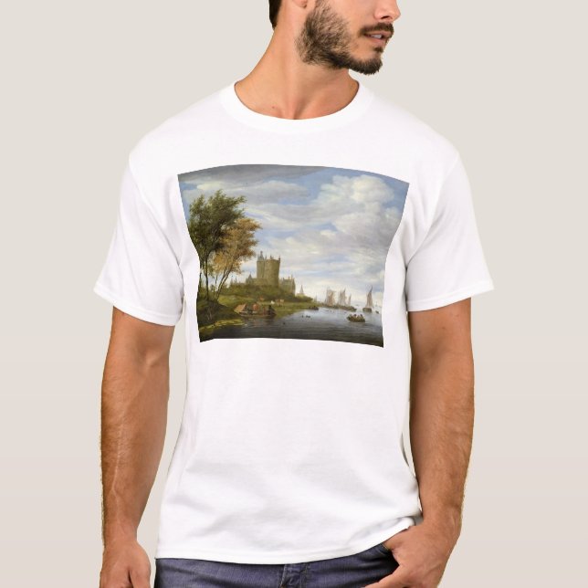 T-shirt Estuário do rio com um castelo (Frente)