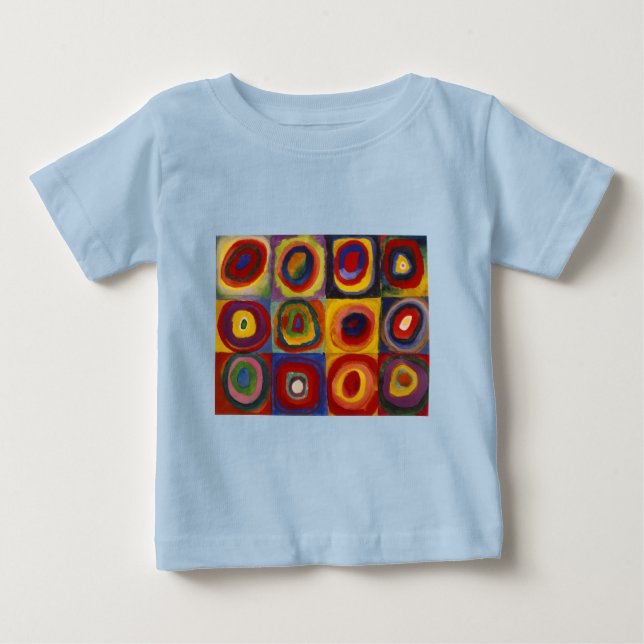 T-shirt Estudo de Cores de Quadrados Círculos (Frente)