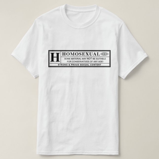 T-shirt Etiqueta de advertência homossexual (Frente do Design)