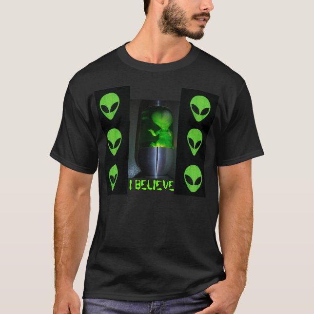 T-SHIRT EU ACREDITO, ALIENÍGENA BEBÊ (Frente)