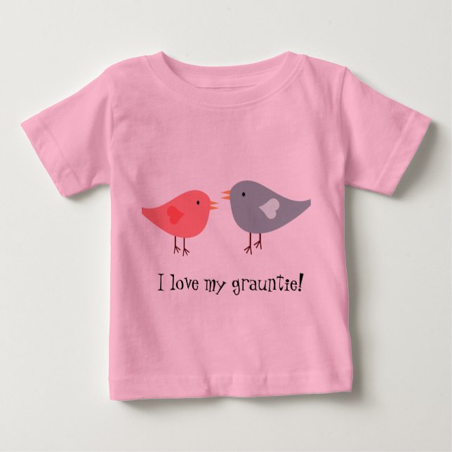 T-shirt "Eu adoro a minha avó!" com aves (Frente)