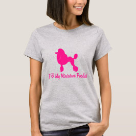 T-shirt Eu adoro o meu poodle miniatura com coração e pata