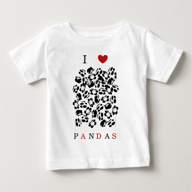 T-shirt Eu adoro pandas (Frente)