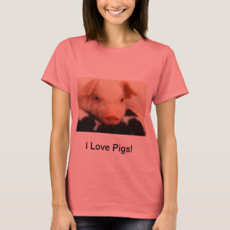 T-shirt Eu Adoro Porcos! Encaixe Adorável de Rosto de Suín