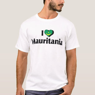T-shirt Eu Amo a Bandeira da Mauritânia