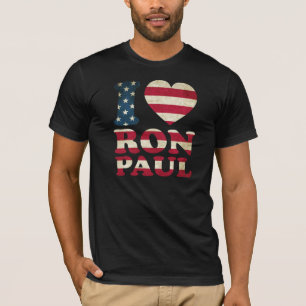 T-shirt Eu amo a bandeira de Ron Paul