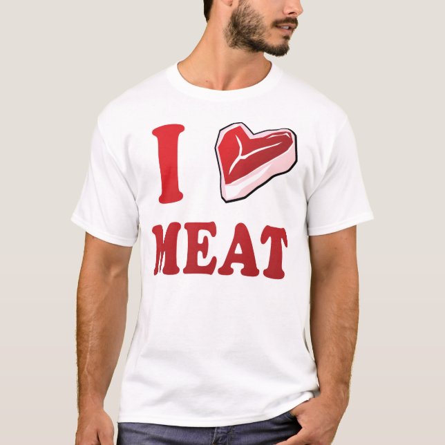 T-shirt Eu amo a carne (Frente)