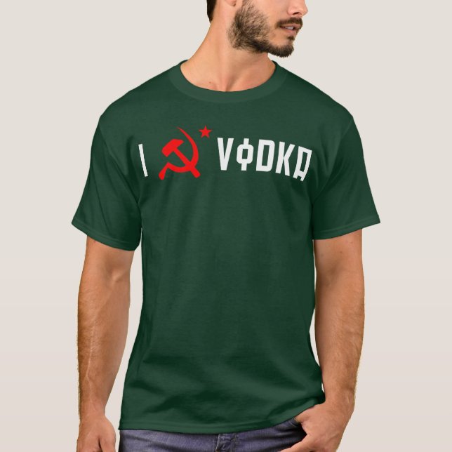 T-shirt EU AMO a cópia PRETA da VODCA (Frente)