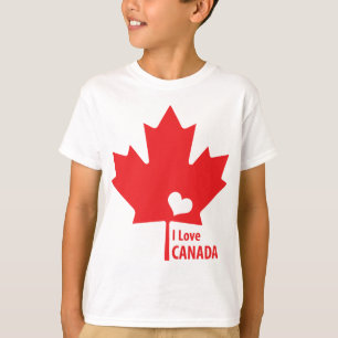 T-shirt Eu amo a folha de bordo de Canadá