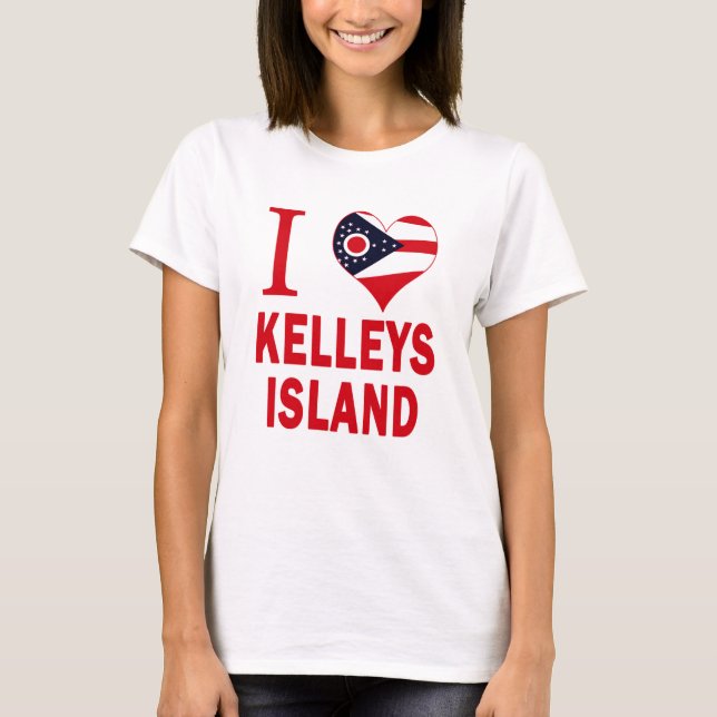 T-shirt Eu amo a ilha de Kelleys, Ohio (Frente)