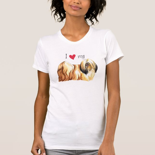 T-shirt Eu Amo a minha Lhasa Apso (Frente)