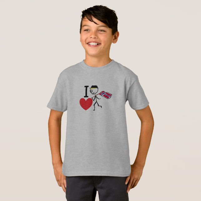 T-shirt Eu amo a Noruega (Frente Completa)
