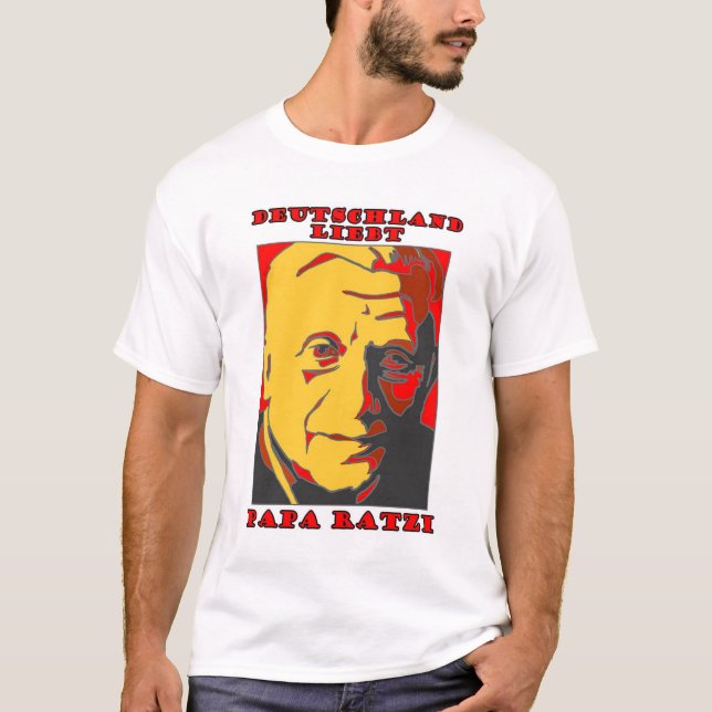 T-shirt Eu amo a papá Ratzi - papa novo Benedict XVI (Frente)