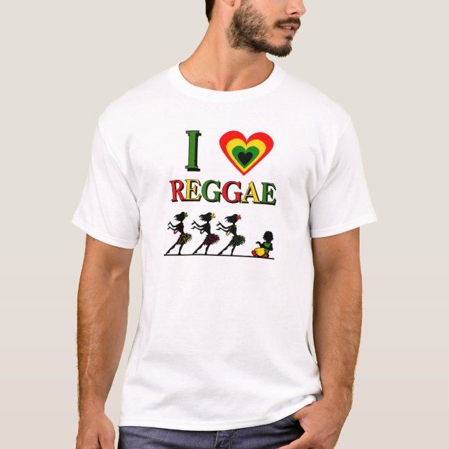 T-shirt Eu amo a reggae (Frente)