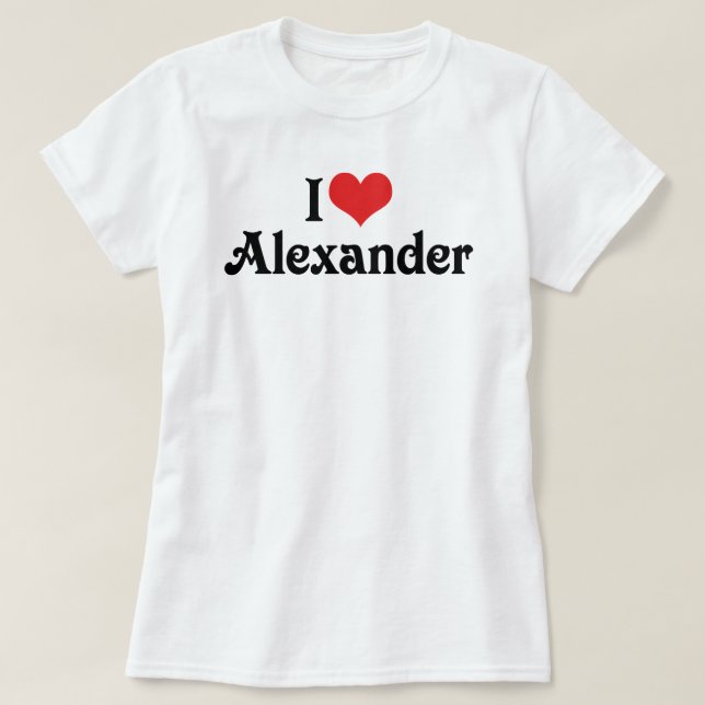 T-shirt Eu Amo Alexander (Frente do Design)
