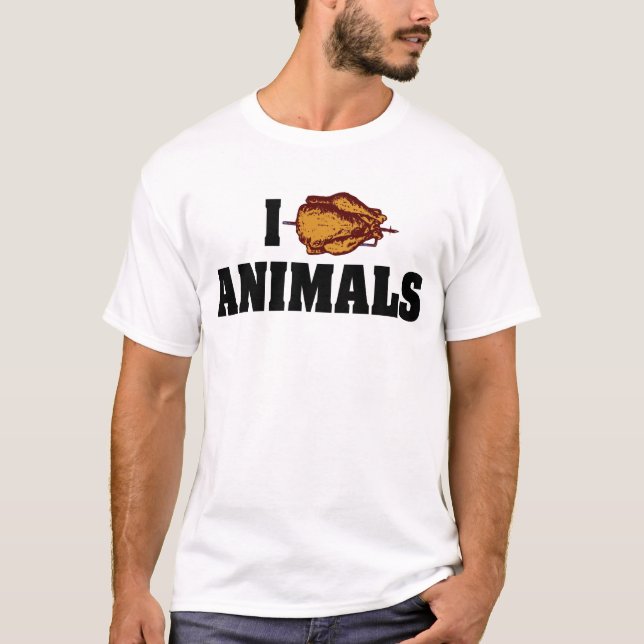 T-shirt Eu Amo Animais Cardíacos - Amantes de Cookout de C (Frente)