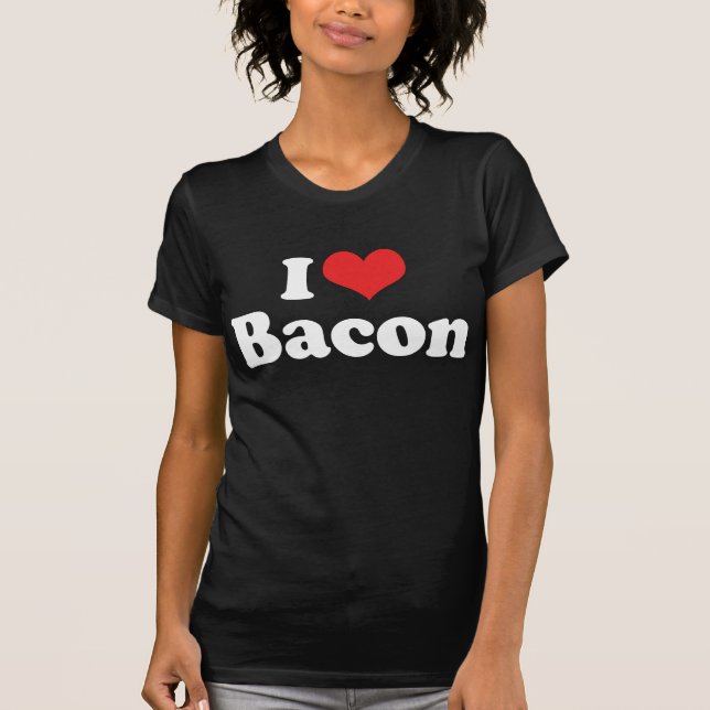 T-shirt Eu Amo Bacon de Coração - Amante de Bacon (Frente)